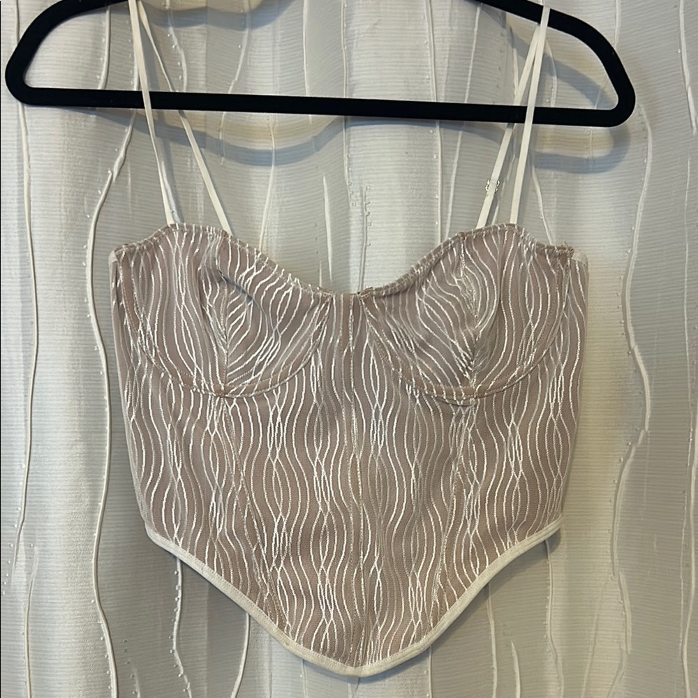 White Fox Boutique Cream and White Crop Top